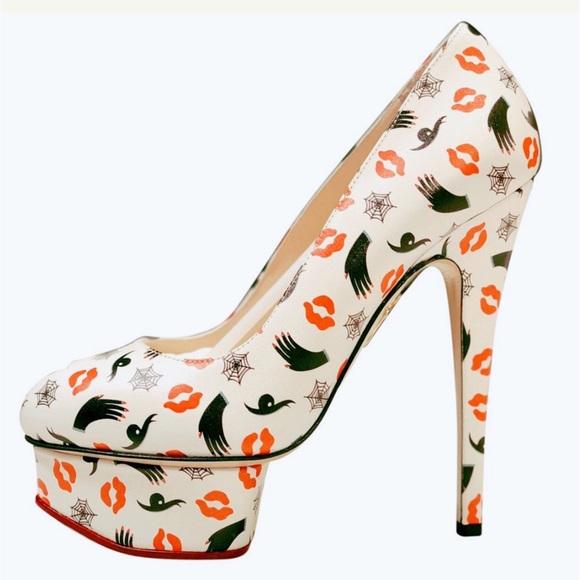 Charlotte Olympia Shoes - Charlotte Olympia White Dolly Platform Heels 35 5